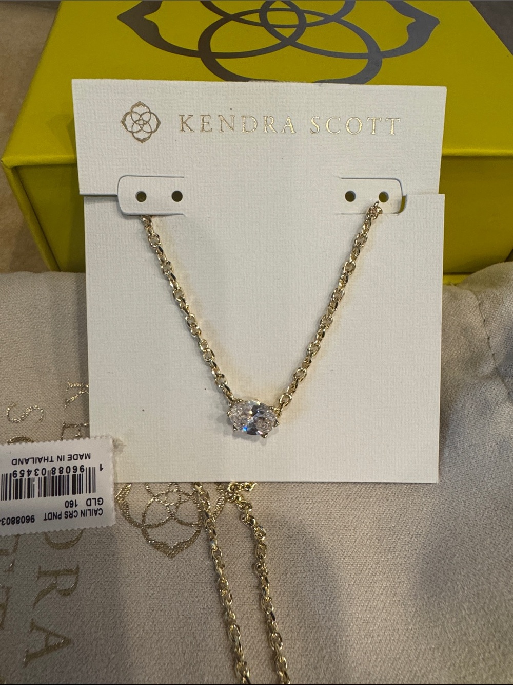 Kendra Scott Gold Clear Solitaire Necklace